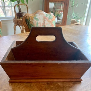 Antique Wood Handled Cutlery Tray Organizer Tray