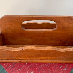 Antique Wood Tray or Utensil Carrier Compartment Tray