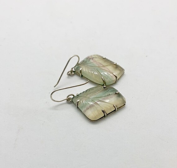 Rainbow Fluorite Leaf Shaped Dangle Earrings Crys… - image 3