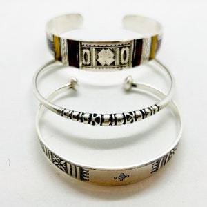 Vintage Tuareg Berber Silver Stackable Stamped Cuff Unisex Jewelry Bracelet