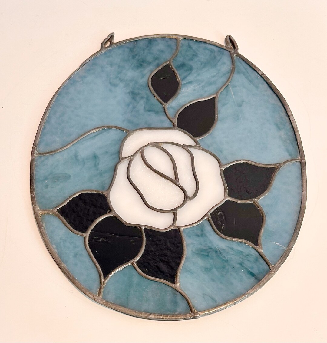 Vintage Leaded Stained Glass Floral Art Wall Hanging Etsy