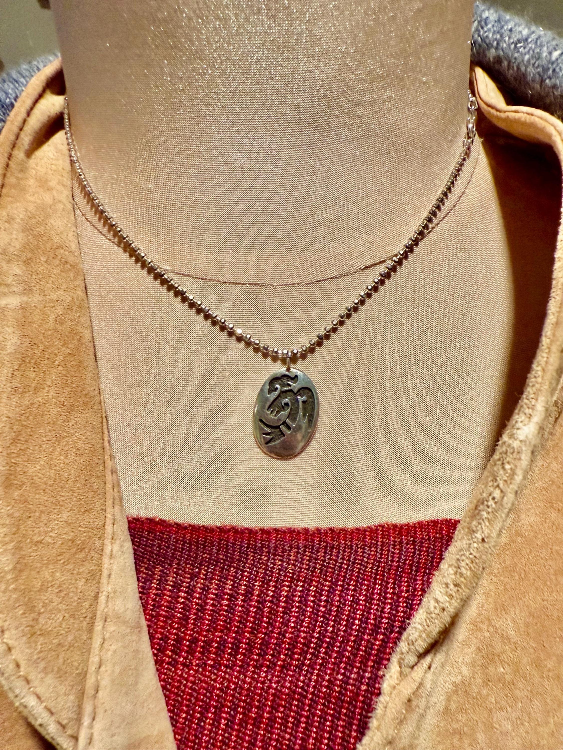 Vintage Hopi Sterling Pendant Necklace Native American Thunder