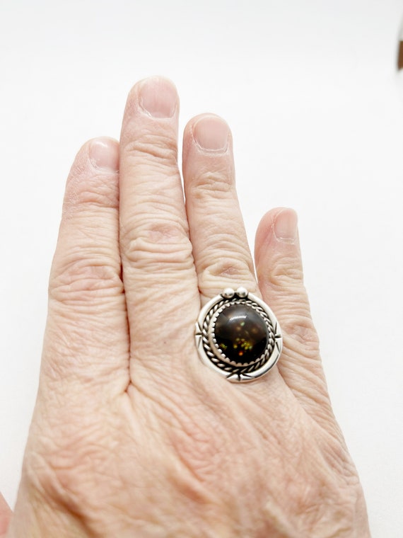 Native American Sterling Fire Agate Ring - image 2