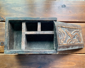 Antique India Wood Spice Box Compartment Box