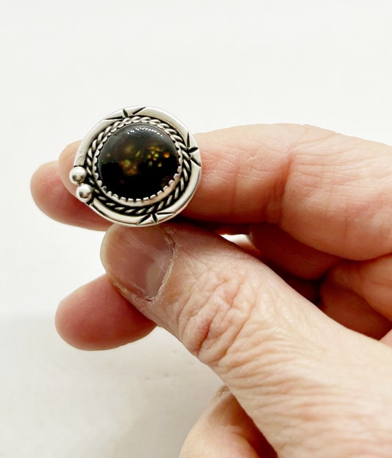 Native American Sterling Fire Agate Ring - image 1
