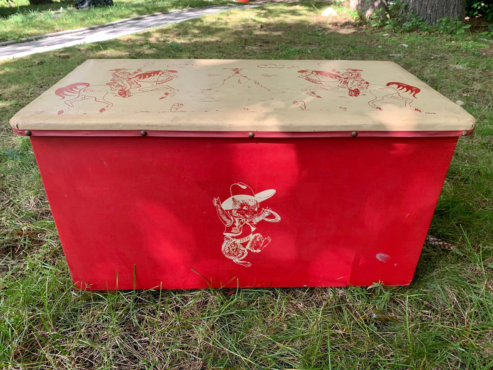 Cowboy Themed Wood Toy Chest With Vinyl Seat Chest Etsy