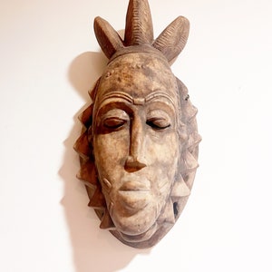 African Wood Mask: Yaure Baule Portrait Wall Art