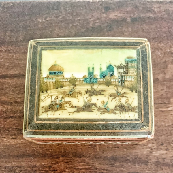 Vintage Inlay Khatam Marquetry Box Micro Mosaic Inlaid Wood Box