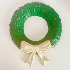 Vintage 10” Green Ceramic Christmas Wreath Holland Mold 1978
