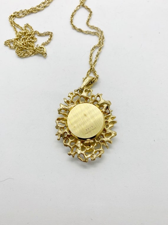 Vintage Swiss Ladies Watch Necklace Mid Century M… - image 4