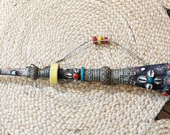 Tibetan Trumpet Horn: Jeweled Turquoise Coral Shell Inlay, Radong Dungshen