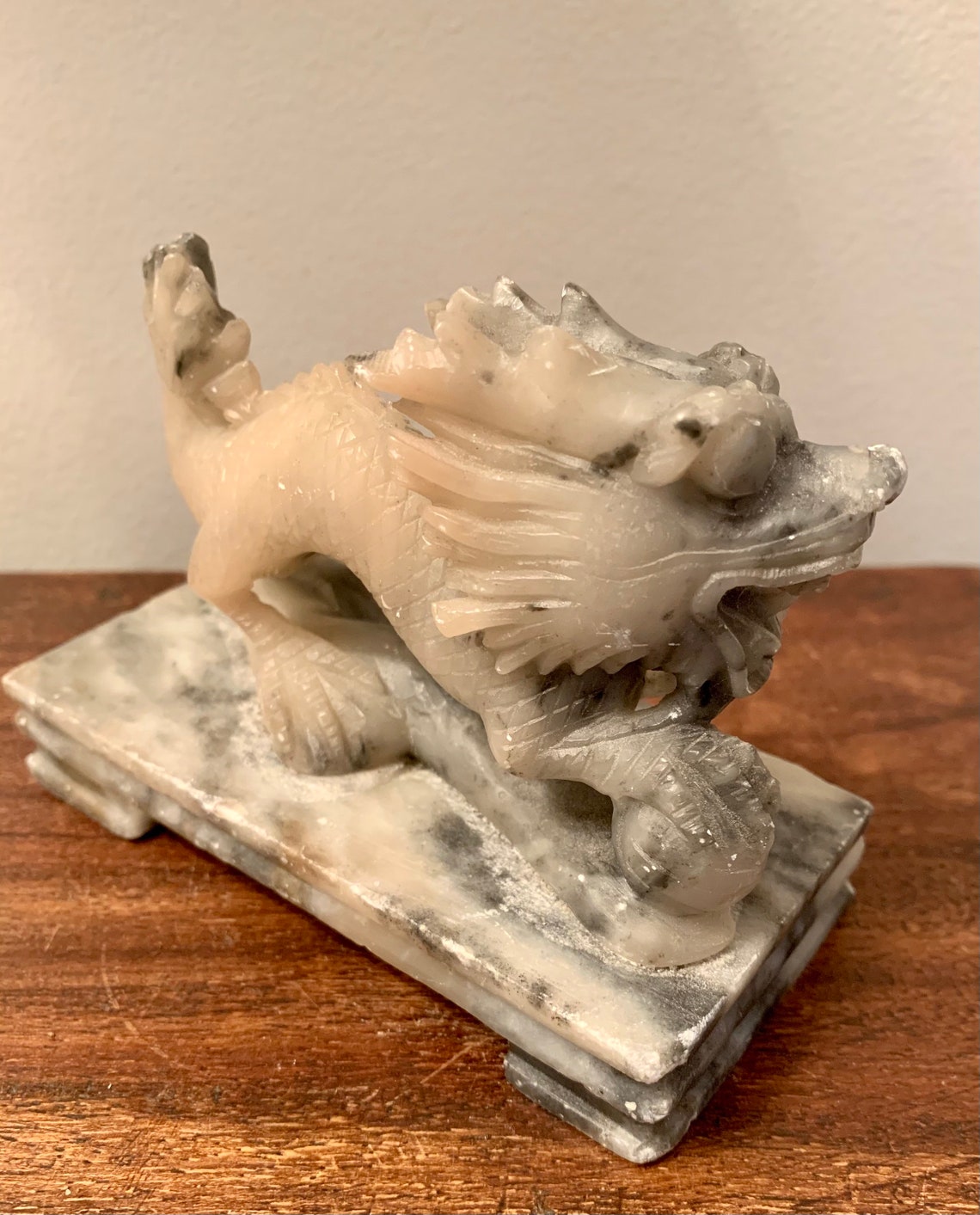 Vintage Carved Dragon Soapstone Sculpture Etsy