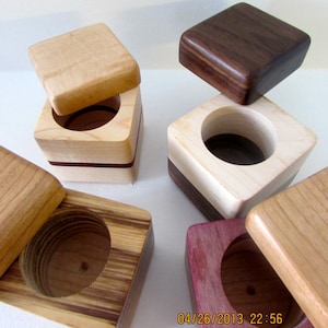 Handmade Wood Ring Box: Hinged Swivel Top Keepsake