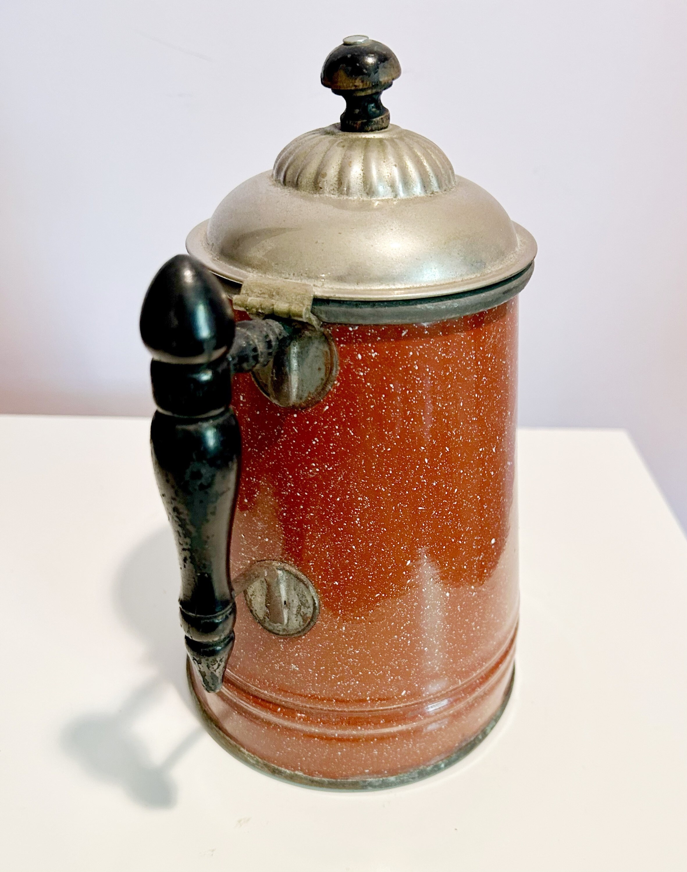 Ancienne Cafetière En Granit émaillé Noir Et Blanc – Style Cowboy / Camping – Portative