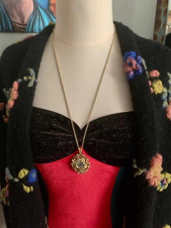 Vintage Swiss Ladies Watch Necklace Mid Century M… - image 2