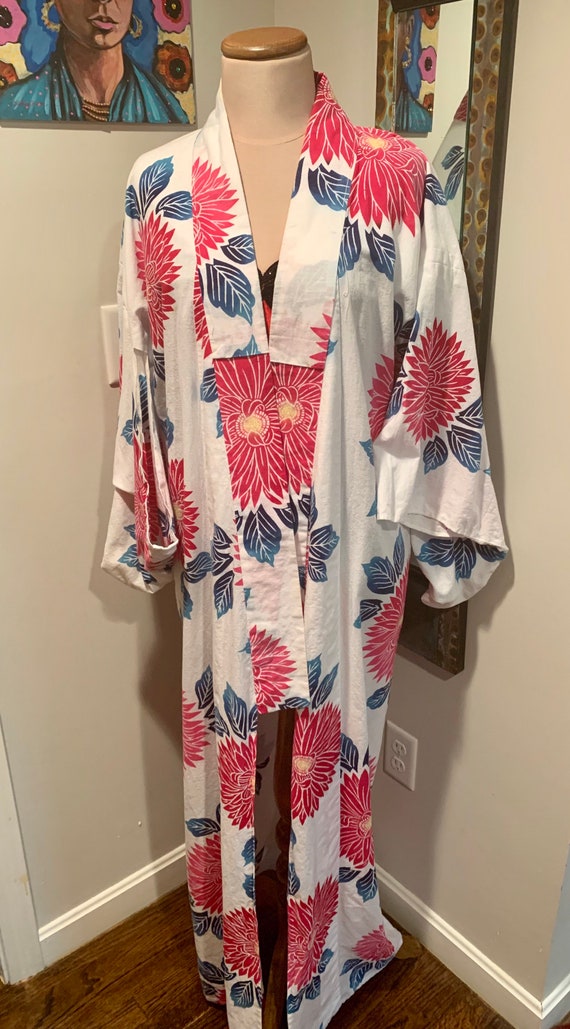 Vintage Japanese Cotton Haori Chrysanthemum Blosso