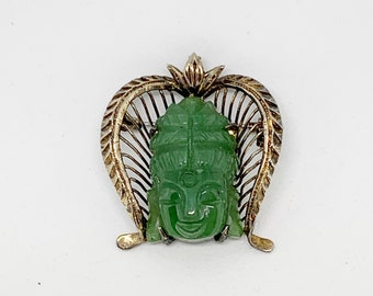 Épingle Broche Argent Et Jade Bouddha - Fait Main - Neuf Sans Emballage