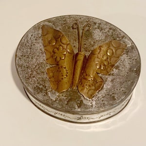 Mexican Punched Tin And Brass Butterfly Trinket Box