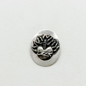 Sterling Silver Flaming Sacred Heart Pendant Shepard’s Hook