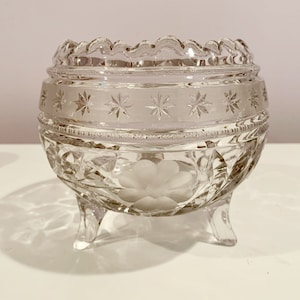 Vintage Glass Rose Bowl Fluted Footed Vase image 1