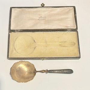 Antique Silver Plate Serving Spoon Gold Wash by Marquet La Rochelle