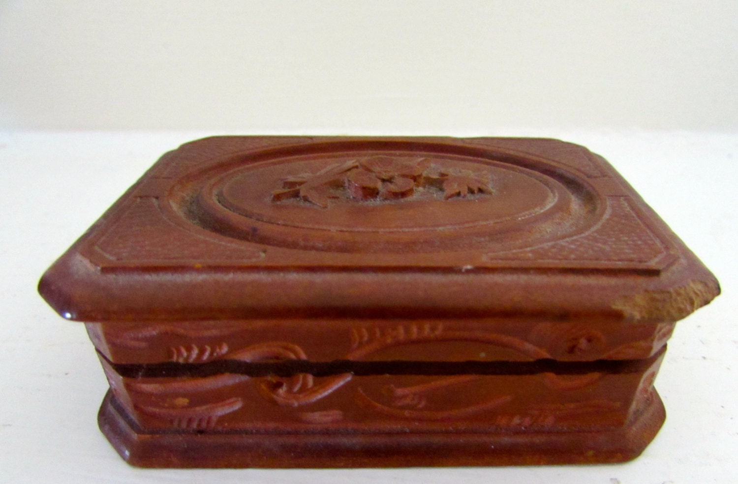 Antique Carved Postage Stamp Trinket Box Ring Box Jewelry Box Etsy