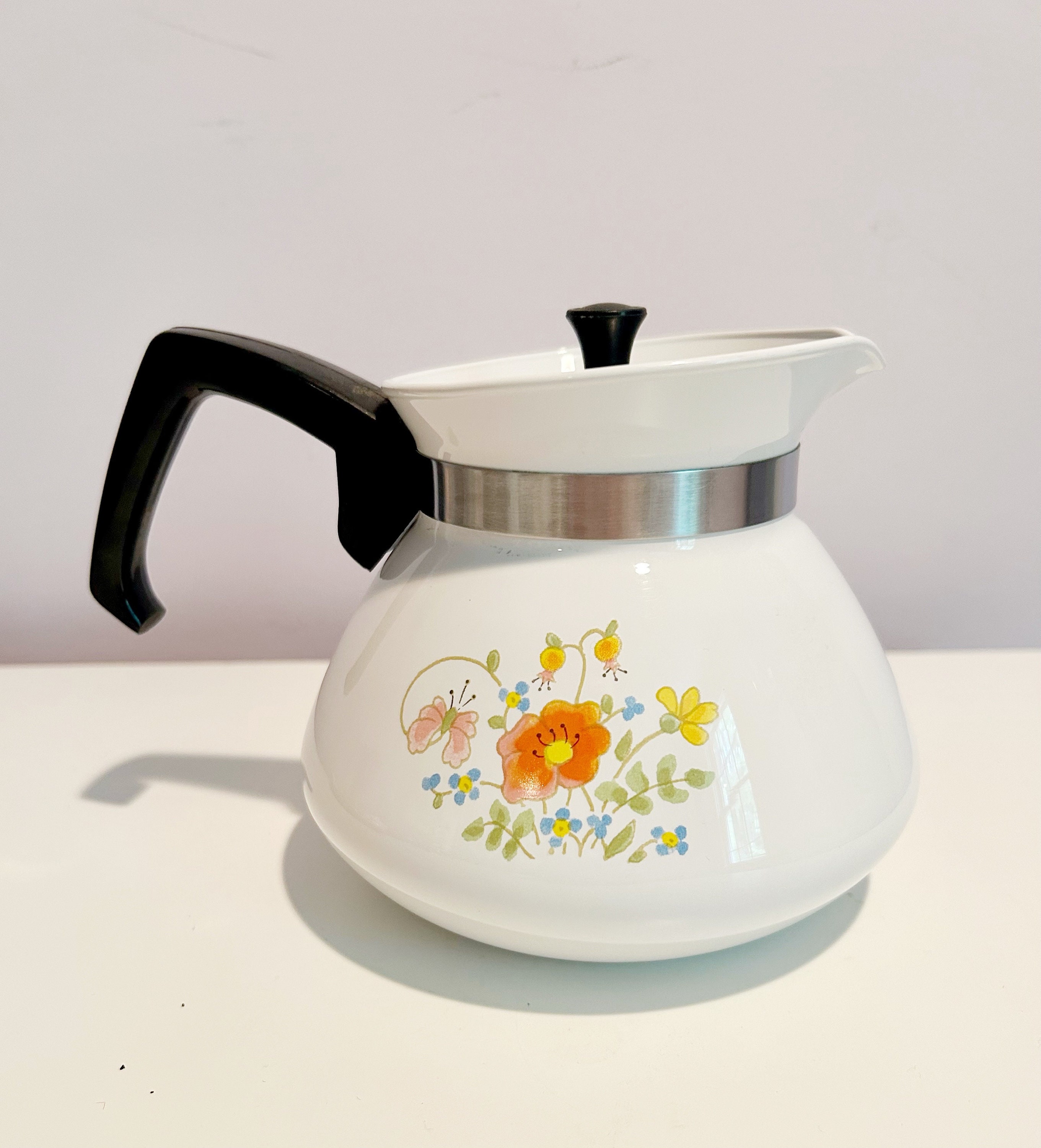 Corning Ware Floral Bouquet 10 Cup Electric Percolator with Trivet