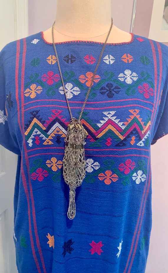 Antique Victorian Beaded Misers Purse Necklace