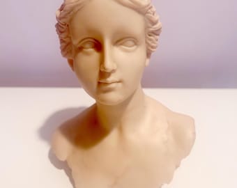 Busto escultórico vintage de mujer griega, estatua de Decoline, escultura Art Déco.