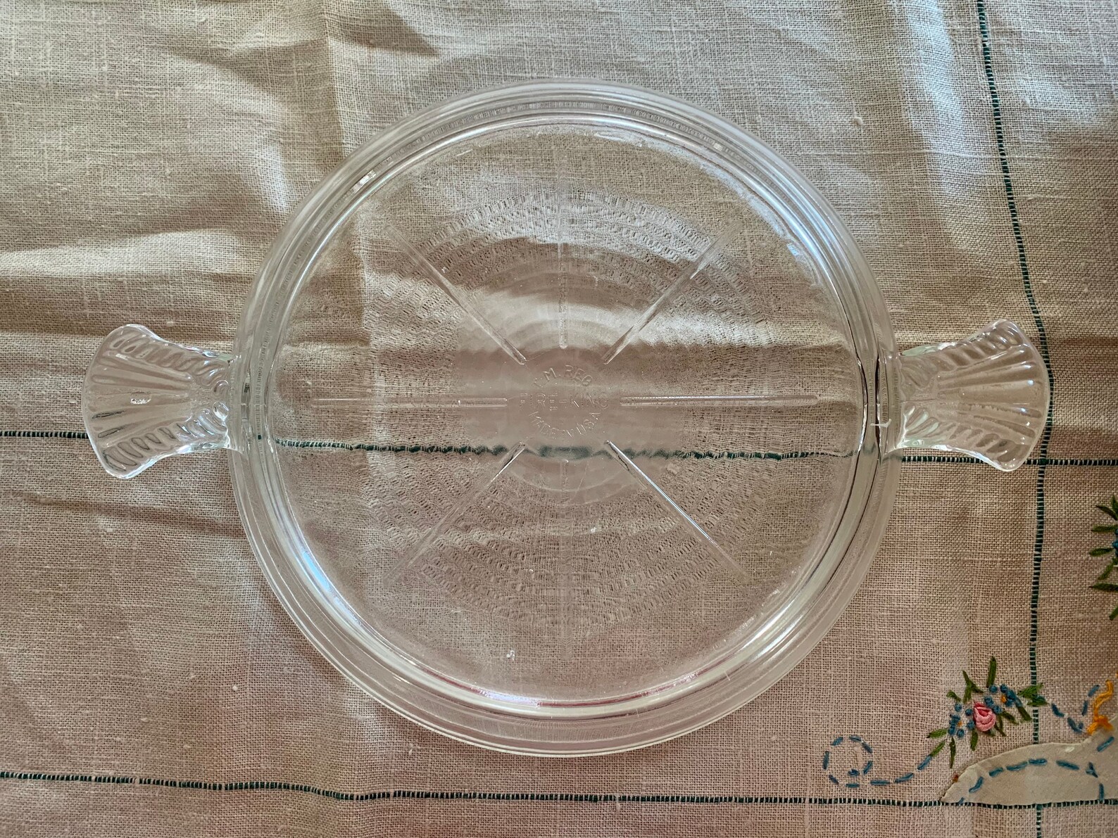 Vintage Fireking Clear Glass Trivet Hot Plate With Handles Etsy