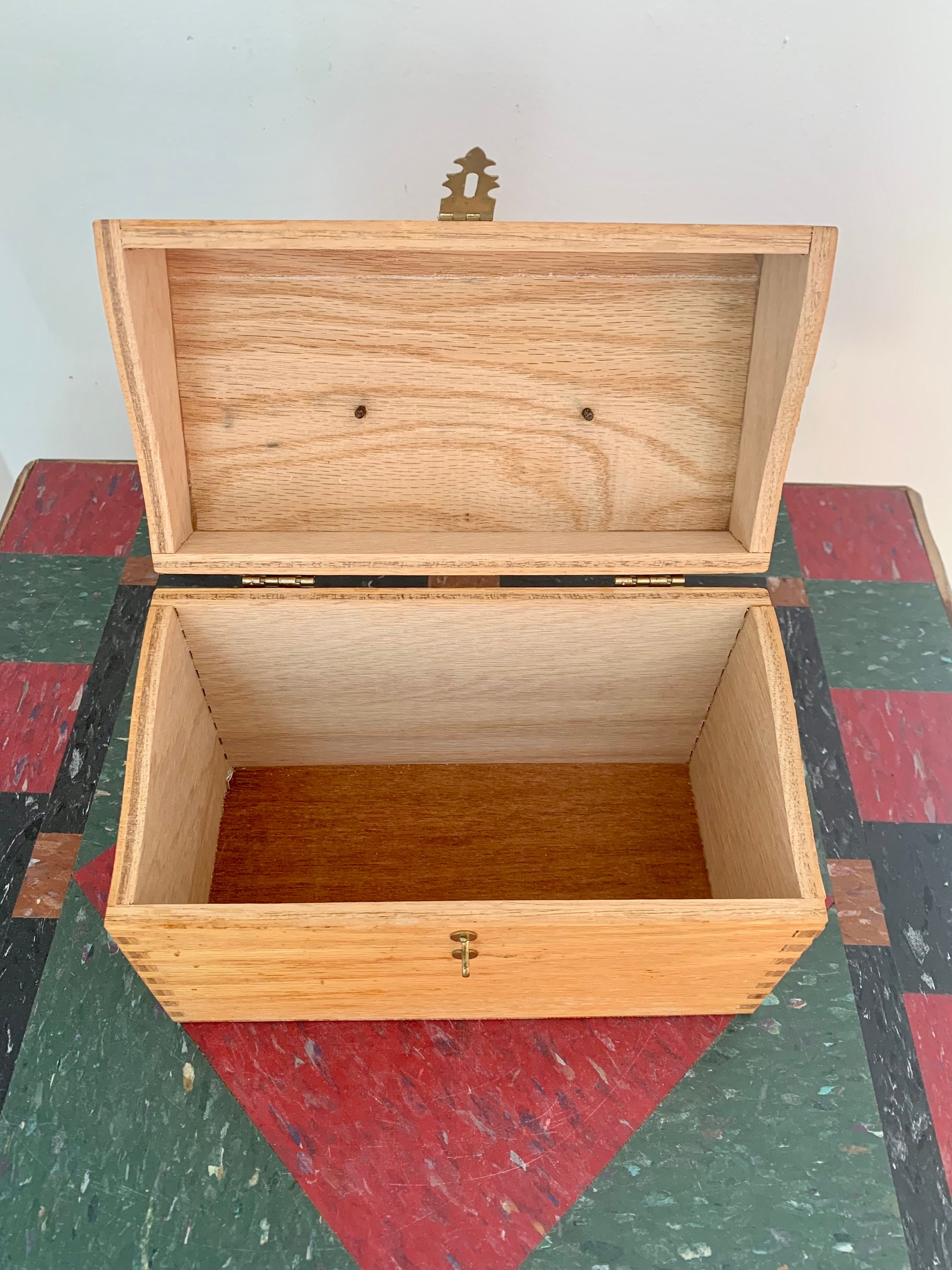 Antique Wood Box With Metal Handle Dovetailed Chest | Etsy