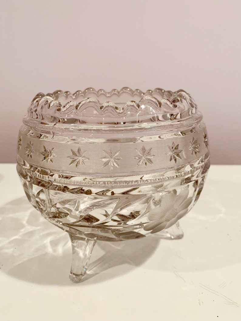 Vintage Glass Rose Bowl Fluted Footed Vase image 4