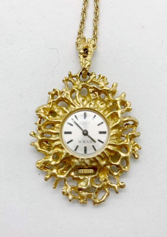 Vintage Swiss Ladies Watch Necklace Mid Century M… - image 3