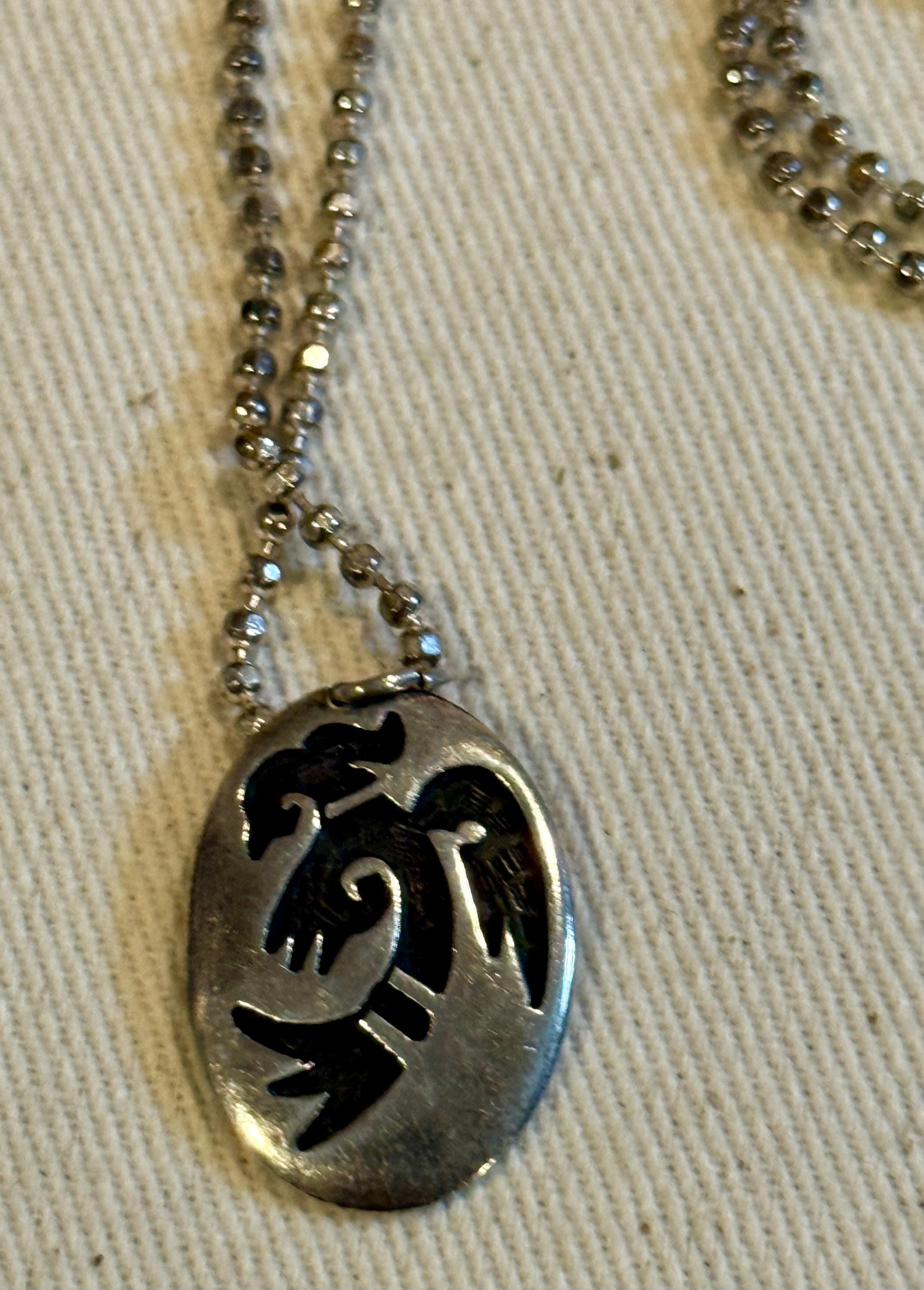 Vintage Hopi Sterling Pendant Necklace Native American Thunder
