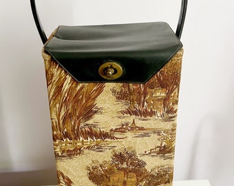 Caja de costura vintage para agujas de tejer y porta hilos con organizador de hilo de tela de corteza