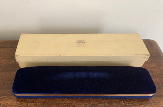 Antique Blue Velvet Bracelet Box Keepsake Box Home