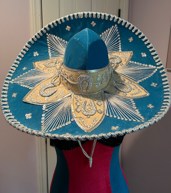 Sombrero Charro Mariachi Light Blue and Silver - image 1