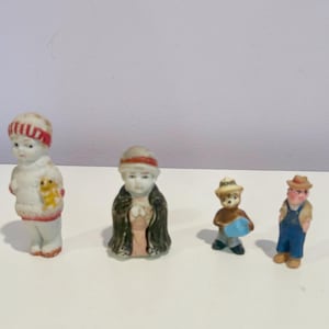 Penny Dolls Frozen Charlottes Bisque Doll Figurines and Smoky The Bear