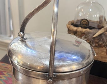 Mid Century moderne Barware Silber Platte klappbare Eiskübel Urlaub unterhaltsam