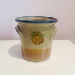 Monroe Salt Works Pottery Fruit Design  Studio Pottery Crock - 1980s