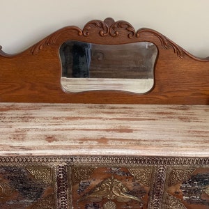 Antique Victorian Quarter Sawn Oak Parlour Mirror