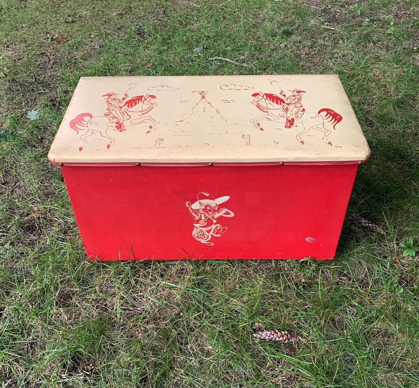 Cowboy Themed Wood Toy Chest With Vinyl Seat Chest Etsy