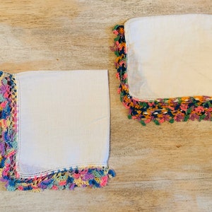 Vintage Irish Linen Hankies: Rainbow Tatted Lace, 1940s Set