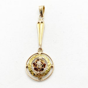 Victorian Art Deco Gold with Diamond Lavaliere Pendant