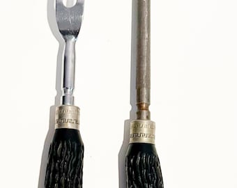 Vintage Bakelite Antler Carving Fork and Sharpening Set