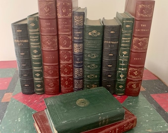 Rare Antique Book Ends, Faux Book Spines Decorative Art Books, English Literature Library