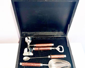 Coffret en bois avec kit Drink Essentials pour barman de voyage, pendaison de crémaillère