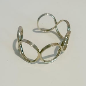 Mexico Sterling Silver Circle Cuff Bracelet 925 Silver