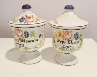 Italian Ceramic Apothecary Kitchen or Spice Jars