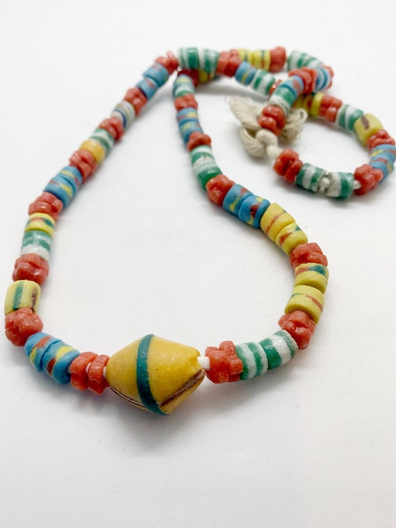 Scheiben Pulverglasperlen 10x4 mm Rot Krobo Recycled Glass Beads Ghana Afrika